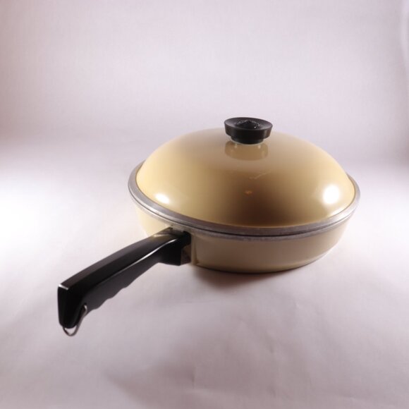 Club Aluminum Cookware Almond Cream 10" Frying Saute Skillet Pan With Lid - Picture 2 of 11